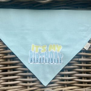 Cotton Bandana- Its My Birthday (Blue & Yellow)
