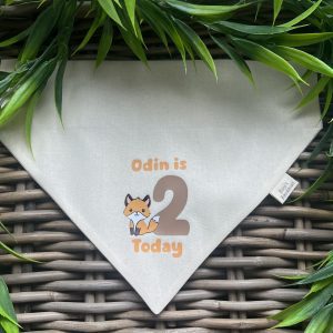 Cotton Bandana - Fox Custom Birthday Age and Name