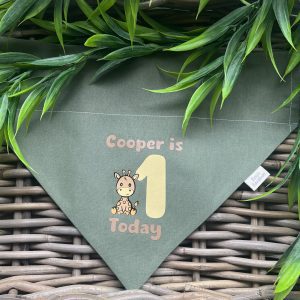 Cotton Bandana - Giraffe Custom Birthday Age and Name