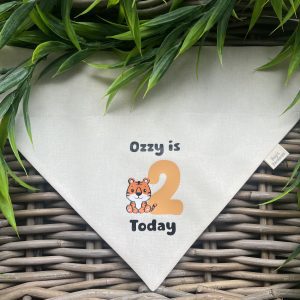 Cotton Bandana - Tiger Custom Birthday Age and Name