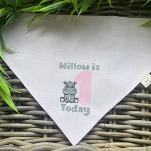 Cotton Bandana - Hippo Custom Birthday Age and Name