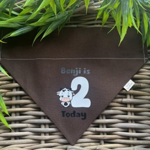 Cotton Bandana - Cow Custom Birthday Age and Name