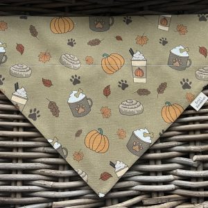 Bespoke Cotton Bandana- Paw-tumn Leaves and Lattes