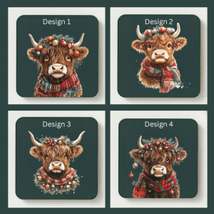 Christmas Coasters- Highland Cows