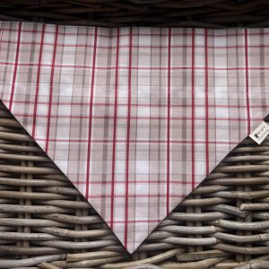 Cream Cotton Bandana- Red Tartan Print