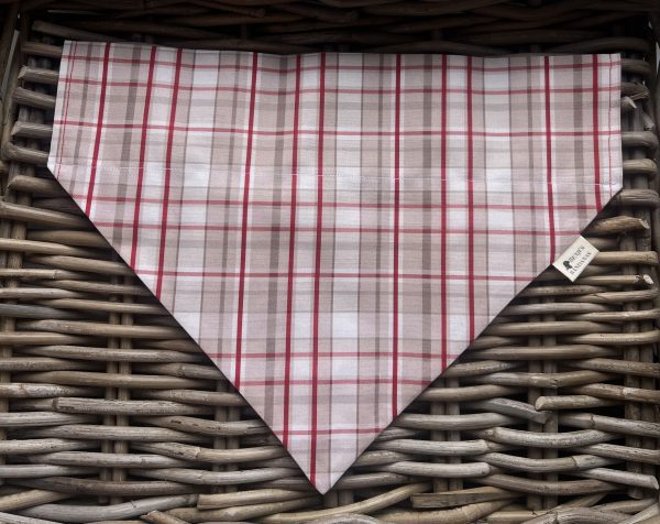 Cream Cotton Bandana- Red Tartan Print