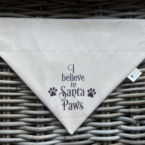 Beige Cotton Bandana- I Believe In Santa Paws