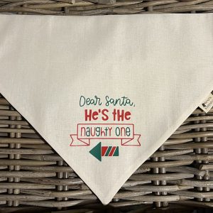 Cream Cotton Bandana- He's The Naughty One