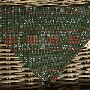 Red & Green Cotton Bandana- Fairisle Print