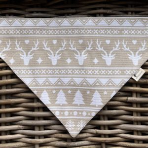Nude and White Cotton Bandana- Fairisle Print