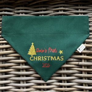 Green Cotton Bandana- 'Name's' First Christmas '25