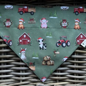 Green Cotton Bandana- Christmas At The Farm