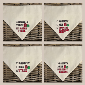 Cream Cotton Bandana- Naughty/Nice