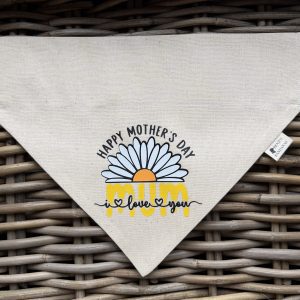Natural Seeded Bandana - I Love You Mum (Daisy)