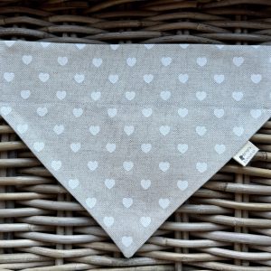 Natural Linen Look White Hearts Bandana