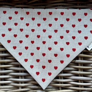 Natural Linen Look Red Hearts Bandana