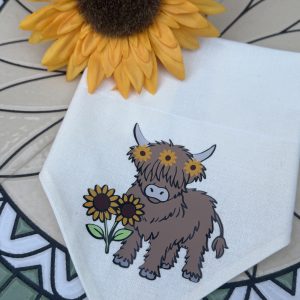 Cotton Bandana - Highland Cow Sunflower