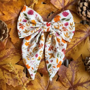 Corduroy Sailor Bow - Vibrant Fall Leaves