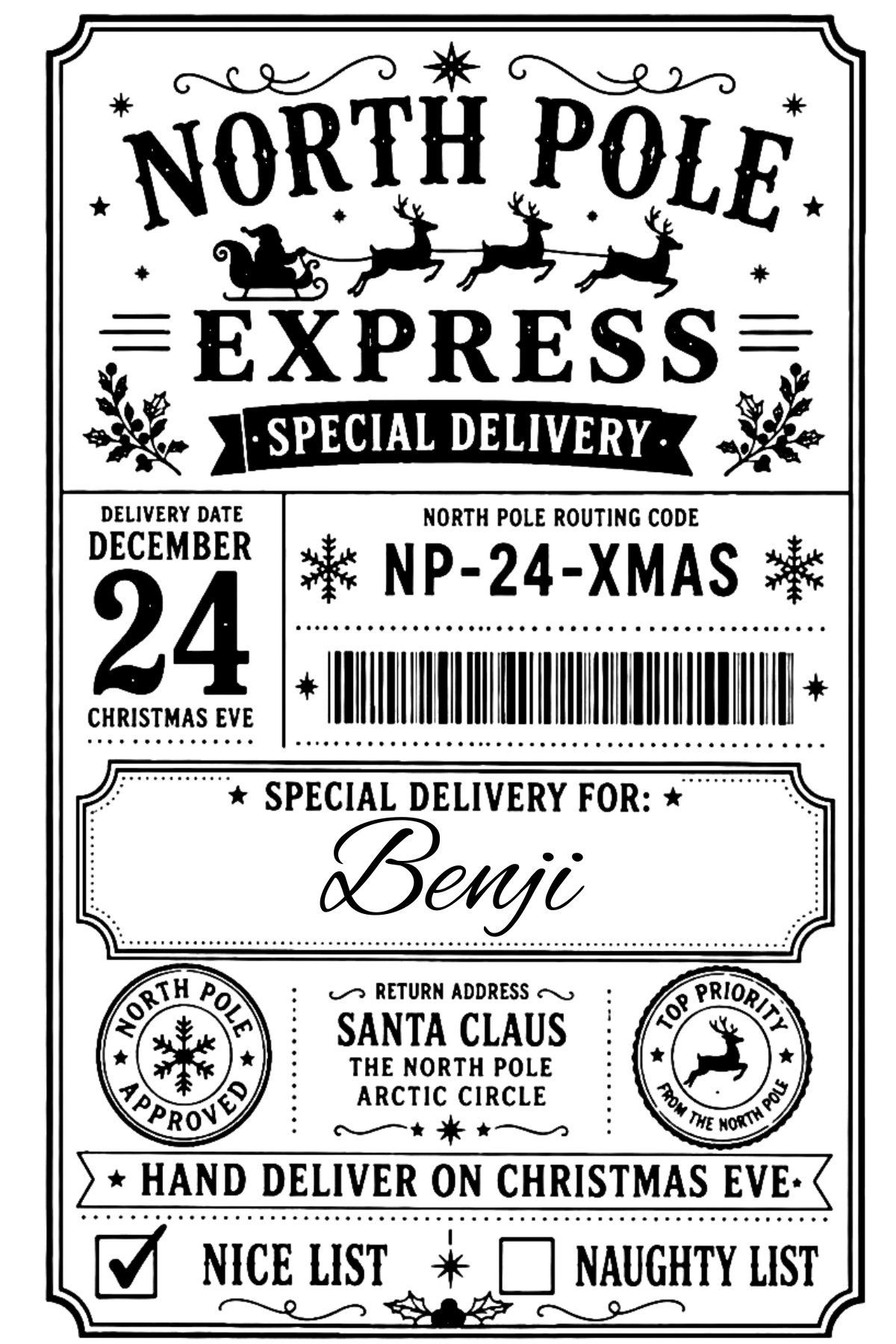 Customisable Santa Delivery Gift Labels- x10 Labels - Image 3
