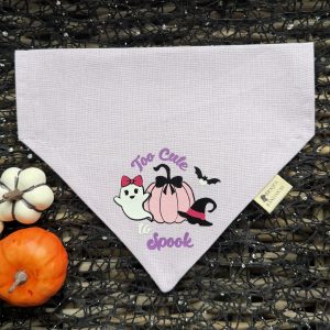 Cotton Bandana - Too Cute to Spook- Pink Pumpkin